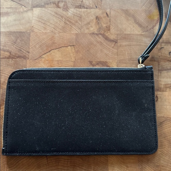 Kate Spade black glitter sparkle 2-sided zipper wristlet. New. - Picture 2 of 5